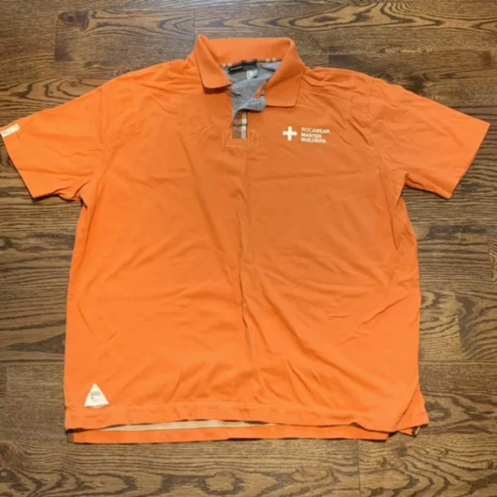 Rocawear Master Builders 99 Mens Orange Thick Polo Shirt, Size 3XL